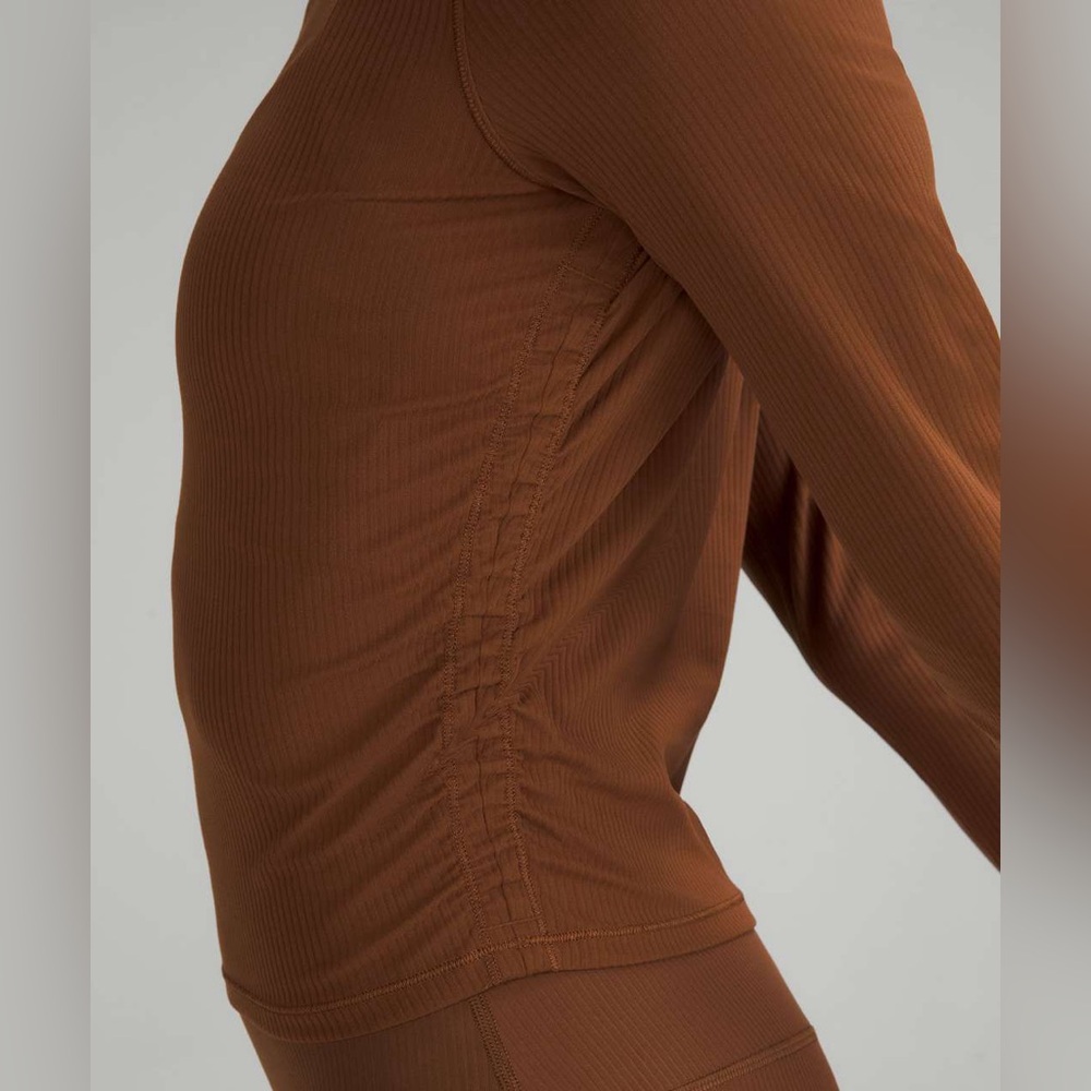 Lululemon All It Takes Ribbed Nulu Long Sleeve Top Size 8 Roasted Brown Stretch - Picture 2 of 4